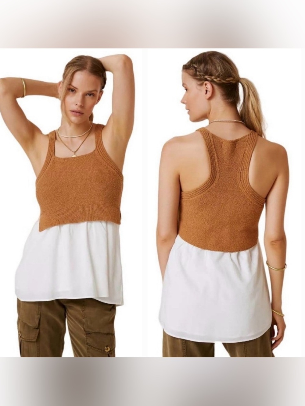 Anthropologie Jenna Twofer Knit Tank Top - XL
